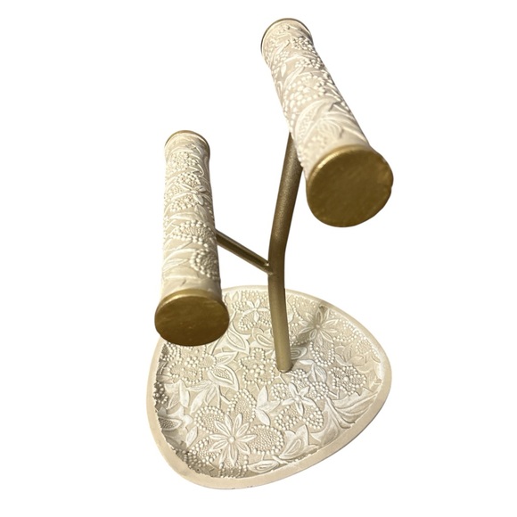 Cream and Gold Floral Jewelry Stand - Picture 2 of 3
